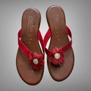 Italian Shoemakers Red Floral Sandals